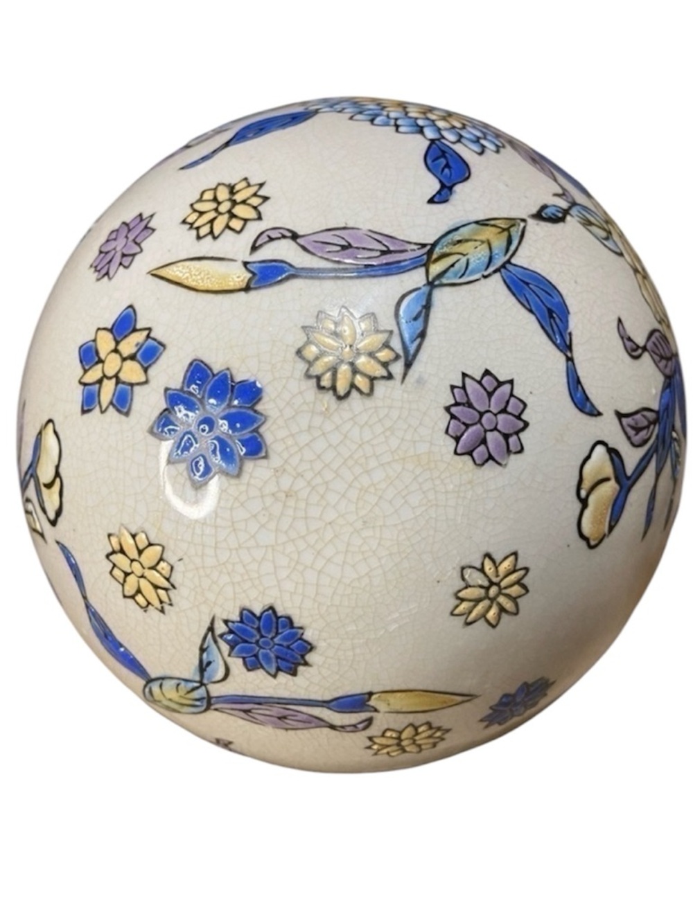 Vintage Chinese Floral Porcelain Hand Painted Egg Bronze Stand 10" Chinoiserie - Picture 6 of 8